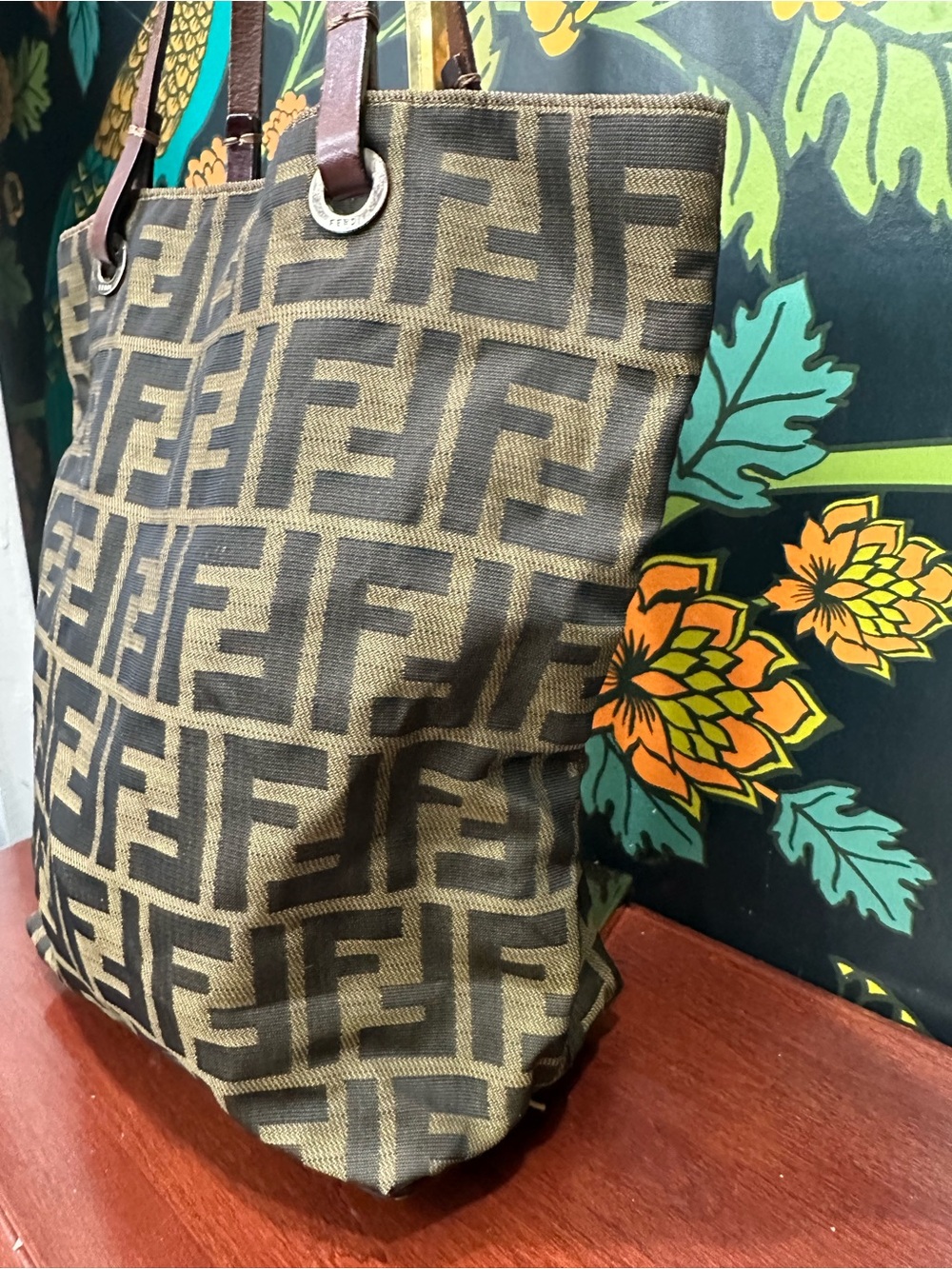 Vintage Fendi Zucca FF Monogram Jacquard Tote Bag Brown Tobacco | Italy - Picture 7 of 12
